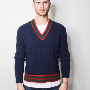Gucci Wool V-neck sweater with stripe details